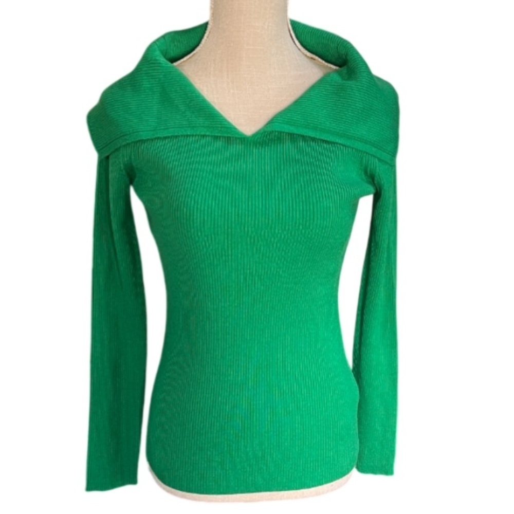 DOROTHEE SCHUMACHER ESSENTIAL EASE OFF SHOULDER SWEATER - VALLEY GREEN - S (2)